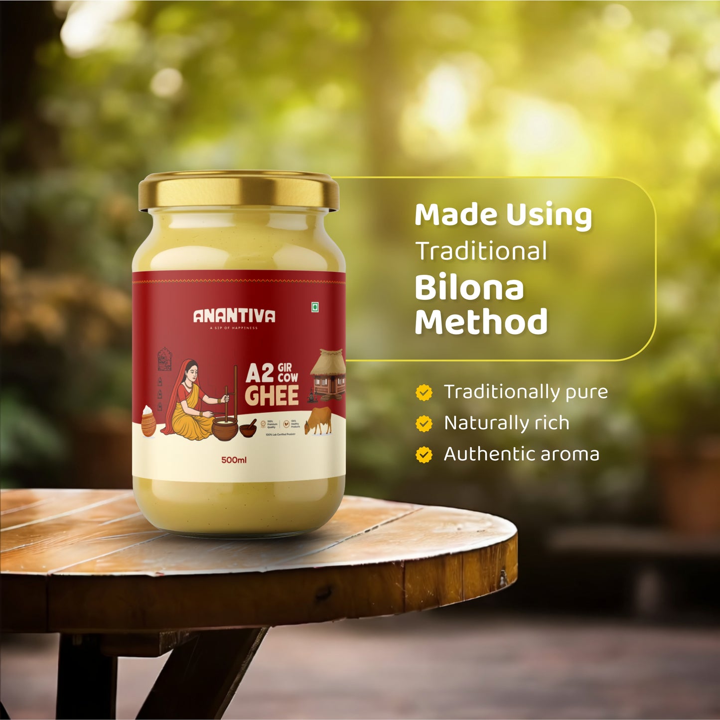 100% Pure A2 Gir Cow Ghee – Traditional Indian Ghee ( 500 ml )